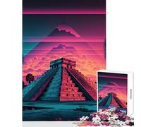 Rompecabezas de 1000 Piezas para Adultos Chichén Itzá Juguetes antiestrés Regalo de cumpleaños para Juego Educativo con póster a Juego y Hoja de Trivia tamaño 38x26cm