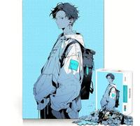 Rompecabezas de 1000 Piezas para Adultos,Chico Anime Azul,Juego de Bordes, Juego de ingenio,Juego de Ocio,Arte de Escena navideña 50x75cm