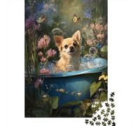 Rompecabezas De 1000 Piezas para Adultos Chihuahua in Bubble Bath Rompecabezas para Adolescentes Juego De Ingenio Análisis Y Lógica Difícil Y Desafiante 38x26cm/1000pcs