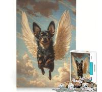 Rompecabezas de 1000 Piezas para Adultos: Chihuahua Negro con alas de ángel, decoración de Pared, Juguete para la interacción Entre Padres e Hijos, 38x26cm