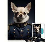 Rompecabezas de 1000 Piezas para Adultos Chihuahua,Oficial Militar,Corte Premium,Juego para ejercitar la Mente,diversión sin Preocupaciones,decoración navideña (38x26cm)