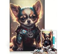 Rompecabezas de 1000 Piezas para Adultos: Chihuahua superhéroe, Juguete antiestrés, decoración, póster y Hoja de Preguntas a Juego 50x75cm