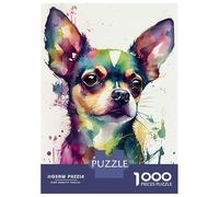 Rompecabezas De 1000 Piezas para Adultos Chihuahua Watercolor Rompecabezas Juegos Divertidos Vacaciones En Casa Matar El Tiempo Cumpleaños Y Navidad 52x38cm/1000pcs