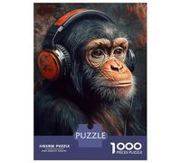 Rompecabezas De 1000 Piezas para Adultos Chimp with Headphones-1 Rompecabezas para Adultos Juguetes Antiestrés Difícil Difícil Y Desafiante 70x50cm/1000pcs