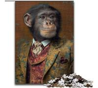 Rompecabezas de 1000 Piezas para Adultos,chimpancé con Traje,Hecho de Madera,Regalo para Hombres y Mujeres,para Uso Diario y Ocasiones Especiales,una Atractiva Actividad de Juegos nocturnos