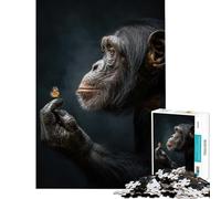 Rompecabezas de 1000 Piezas para Adultos Chimpancé y Mariposa Juguete Educativo para Juegos y desafíos Ideal para la decoración del hogar Regalos artísticos Tamaño 75x50cm