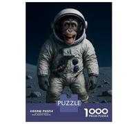 Rompecabezas De 1000 Piezas para Adultos Chimpanzee Astronaut on The Moon Rompecabezas De Juguete Decoración De Pared Una Obra De Arte Cumpleaños Y Navidad 38x26cm/1000pcs
