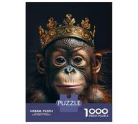 Rompecabezas De 1000 Piezas para Adultos Chimpanzee Cute King Rompecabezas Juguetes Antiestrés Decoración del Hogar Difícil Y Desafiante 38x26cm/1000pcs