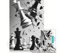 Rompecabezas de 1000 Piezas para Adultos: Choque de Reyes de Ajedrez Juego práctico, difícil y desafiante Ideal para Decorar el Escritorio 38x26cm