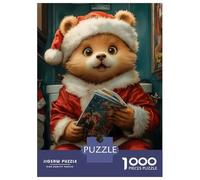 Rompecabezas De 1000 Piezas para Adultos Christmas Bear Reading Rompecabezas Juegos Divertidos Vacaciones En Casa Matar El Tiempo Cumpleaños Y Navidad 70x50cm/1000pcs