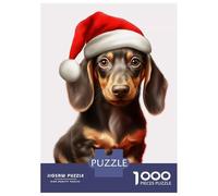 Rompecabezas De 1000 Piezas para Adultos Christmas Dachshund Rompecabezas Juguetes Antiestrés Decoración del Hogar Difícil Y Desafiante 52x38cm/1000pcs