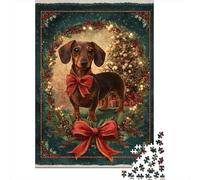 Rompecabezas De 1000 Piezas para Adultos Christmas Dachshund Tapestry Blanket Rompecabezas para Adultos Juego De Ingenio Desafío Difícil Desafiante De Completar 52x38cm/1000pcs