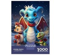 Rompecabezas De 1000 Piezas para Adultos Christmas Dragon Family Rompecabezas para Adultos Juegos De Relajación Desafío Difícil Ayuda A Ejercitar El Cerebro 70x50cm/1000pcs