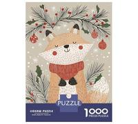 Rompecabezas De 1000 Piezas para Adultos Christmas Fox Illustration Rompecabezas para Adultos Juegos Familiares para La Diversión Familiar Regalo De Cumpleaños, Regalos, 38x26cm/1000pcs