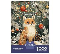 Rompecabezas De 1000 Piezas para Adultos Christmas Fox Rompecabezas para Adolescentes Juego Práctico Desafío Difícil Regalo De Cumpleaños, Regalos, 52x38cm/1000pcs