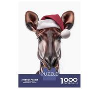 Rompecabezas De 1000 Piezas para Adultos Christmas Okapi with Santa Hat Rompecabezas para Adultos Juegos Relajantes Análisis Y Lógica Oferta como Regalos para Toda La Familia 70x50cm/1000pcs