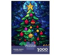 Rompecabezas De 1000 Piezas para Adultos Christmas Tree Stained Glass Art Rompecabezas para Adultos Juegos Familiares Carrera De Velocidad Manual Regalo De Cumpleaños, Regalos, 70x50cm/1000pcs
