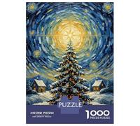 Rompecabezas De 1000 Piezas para Adultos Christmas Tree Starry Night Painting Rompecabezas Juegos Divertidos Vacaciones En Casa Matar El Tiempo Cumpleaños Y Navidad 70x50cm/1000pcs