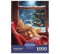 Rompecabezas De 1000 Piezas para Adultos Christmas Winter Cat Rompecabezas para Adultos Juguetes Antiestrés Corte De Precisión Actividades Divertidas En Casa 52x38cm/1000pcs