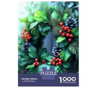 Rompecabezas De 1000 Piezas para Adultos Christmas Wreath with Berries Rompecabezas para Adultos Juegos Divertidos Alivia El Estrés 70x50cm/1000pcs