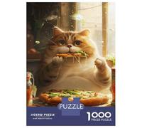 Rompecabezas De 1000 Piezas para Adultos Chubby Pizza Cat Rompecabezas para Adultos: Análisis Práctico del Juego Y Lógica, Toda La Familia 52x38cm/1000pcs