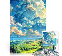 Rompecabezas de 1000 Piezas para Adultos Cielo de ensueño sobre Campos Verdes Juego Intelectual de Juguete Obra de Arte 52x38cm