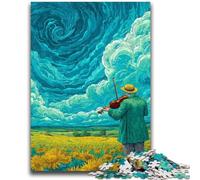 Rompecabezas de 1000 Piezas para Adultos, Cielo Estrellado, Campo de Girasoles, Juego de ingenio, decoración de Pared, cumpleaños y Navidad, 38x26cm