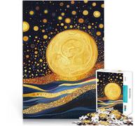 Rompecabezas de 1000 Piezas para Adultos Cielo Nocturno de Luna Dorada Difícil Difícil Actividades Divertidas en casa, Regalos de cumpleaños, Regalos de Viaje, 75x50cm