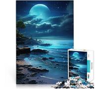 Rompecabezas de 1000 Piezas para Adultos Cielo Nocturno del océano Azul Hecho de cartón para Mayores de 14 años Juego Educativo de Aprendizaje Mejorar el Amor Entre Parejas tamaño：38x52cm
