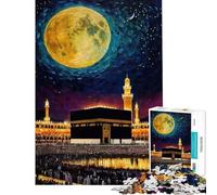Rompecabezas de 1000 Piezas para Adultos Cielo Nocturno la Kaaba la Mezquita de La Meca Pintura Actividades Divertidas para Hacer en casa Arte Mural Juegos relajantes Apto para Mayores de 14 años