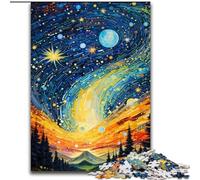 Rompecabezas de 1000 Piezas para Adultos, Cielo psicodélico Colorido, Hecho de Madera, Ideal como decoración artística o Regalo de cumpleaños, 50x75cm para cumpleaños, Vacaciones, Navidad, Halloween