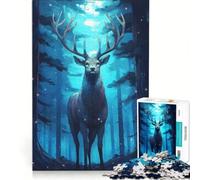 Rompecabezas de 1000 Piezas para Adultos: Ciervo en el Bosque, Misterioso, Juego Familiar, decoración del hogar, Ideal para Decorar el Escritorio 38x26cm