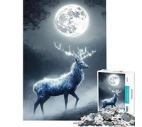 Rompecabezas de 1000 Piezas para Adultos Ciervo místico bajo la luz de la Luna Juego desafiante Juguetes relajantes Regalos para Mujeres Excelentes Regalos y Juguetes (tamaño 38x52cm)
