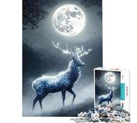 Rompecabezas de 1000 Piezas para Adultos Ciervo místico bajo la luz de la Luna Juguete Intelectual Juego de ingenio análisis y lógica Regalos para Hombres y Mujeres (tamaño 75x50cm)