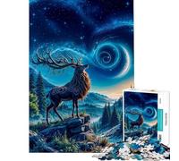 Rompecabezas de 1000 Piezas para Adultos Ciervo místico bajo un Cielo Estrellado Rompecabezas para Adolescentes Juegos relajantes Decoración del hogar Actividades Divertidas en casa (Tamaño 50x75cm)