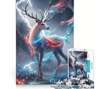 Rompecabezas de 1000 Piezas para Adultos Ciervo neón - Tormenta eléctrica Juego práctico Carrera de Velocidad Manual con Piezas de Formas aleatorias Que encajan Perfectamente 38x26cm
