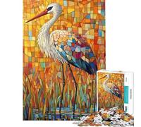 Rompecabezas de 1000 Piezas para Adultos Cigüeña en Mosaico Juego desafiante Ideal para Toda la Familia Alivia el estrés y es un excelente Regalo (Tamaño 38x26cm)