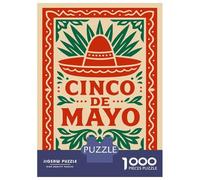 Rompecabezas De 1000 Piezas para Adultos Cinco De Mayo Sombrero and Foliage Rompecabezas para Adultos Juegos Familiares para La Diversión Familiar Regalos De Cumpleaños Y Únicos 38x26cm/1000pcs