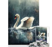 Rompecabezas de 1000 Piezas para Adultos Cisne bajo la Lluvia Juguete Educativo Gran Regalo y Juego Familiar para cumpleaños y Navidad tamaño 38x52cm
