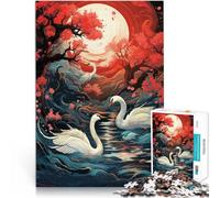 Rompecabezas de 1000 Piezas para Adultos Cisne bajo la luz de la Luna Juego Intelectual de Juguete Grandes Regalos y Juguetes 75x50cm