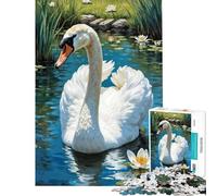 Rompecabezas de 1000 Piezas para Adultos Cisne Blanco en un Estanque Juego Imposible Juguetes adictivos para Cultivar la Paciencia Regalos de cumpleaños para la diversión Familiar Tamaño 38x52cm