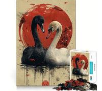 Rompecabezas de 1000 Piezas para Adultos,Cisne Blanco y Negro,Corte sin Costuras,Juego de ingenio,Juego Casual, (50x75cm)