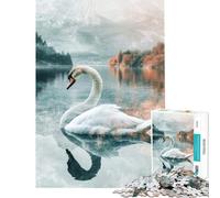 Rompecabezas de 1000 Piezas para Adultos Cisne en un Lago Tranquilo Juguetes educativos y de Aprendizaje Juegos relajantes Un desafío difícil Excelentes Regalos y Juguetes (Tamaño 50x75cm)