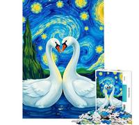 Rompecabezas de 1000 Piezas para Adultos Cisnes bajo una Noche Estrellada Juguetes educativos y de Aprendizaje Juegos relajantes Un desafío difícil Excelentes Regalos y Juguetes (Tamaño 38x52cm)