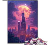 Rompecabezas de 1000 Piezas para Adultos, Ciudad al Atardecer, de Madera, Padres, Parejas y Amigos Mayores de 14 años, 50x75cm, Juego Interactivo Familiar