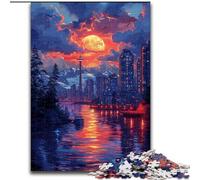 Rompecabezas de 1000 Piezas para Adultos,Ciudad al Atardecer,Hecho de Madera, divertirse en Familia en cumpleaños y Navidad,50x75cm,una Atractiva Actividad de Noche de Juegos Familiares