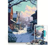 Rompecabezas de 1000 Piezas para Adultos Ciudad Americana,Invierno,píxeles,Bordes Finos,Manualidades,Juego Divertido y Relajante,Regalo de cumpleaños o para Aficionados (50x75cm)