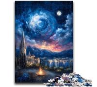 Rompecabezas de 1000 Piezas para Adultos: Ciudad Antigua bajo el Cielo Nocturno, antiestrés, desafío difícil, decoración única para el hogar y Regalos, 50x75cm
