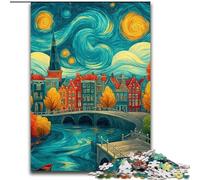 Rompecabezas de 1000 Piezas para Adultos Ciudad bajo el Cielo Nocturno, 26x38cm, Ideal para Adolescentes y jóvenes, cumpleaños y Vacaciones