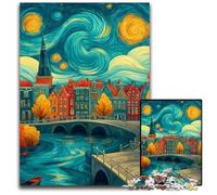 Rompecabezas de 1000 Piezas para Adultos, Ciudad bajo el Cielo Nocturno, Rompecabezas de Madera, Juegos, Juguetes, Regalo, fomenta el Amor en Pareja para Mayores de 14 años, 50x75cm